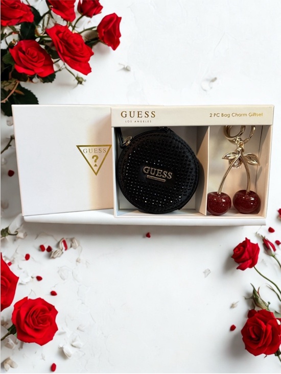 Guess Accessories - GUESS Black Crystal Coin Pouch with Red Cherry Charm Set NIB